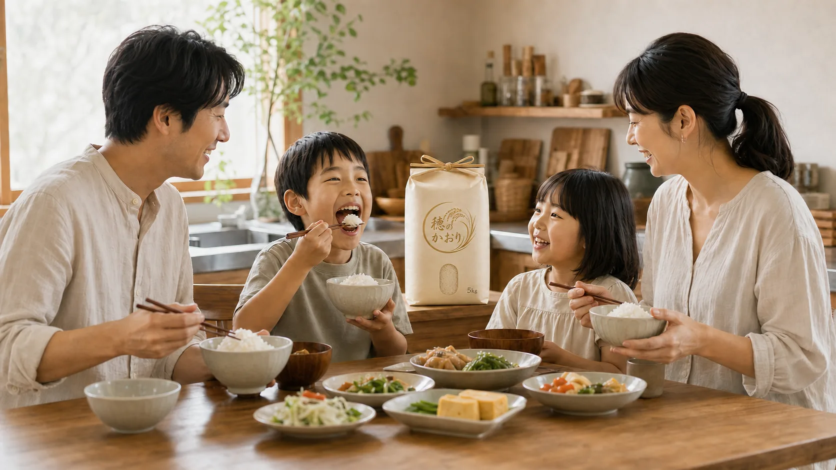 穂のかおりを囲む家族の朝食