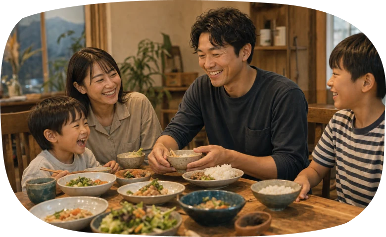 家族で穂のかおりを囲む食卓
